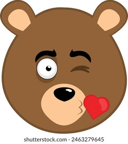 vector illustration brown bear grizzly giving a heart shaped kiss
