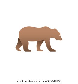 Vector illustration of brown bear. Isolated on white background. Icon logo bear side view, profile.