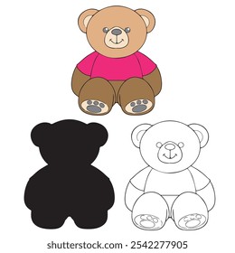 vector illustration of a brown bear wearing a shirt