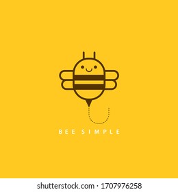 Vector illustration of brown bee in linear geometric style. Bee simple for card design, t-shirt or textile print. Inspiring creative motivation quote card.