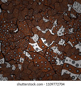 Vector illustration. Brown, black and white on colors. Doodles pattern for wrapping paper. Seamless pattern Abstract nice background.