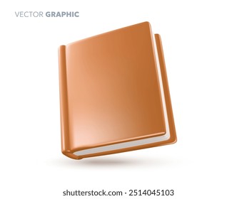 Vektorgrafik von braunem Buch mit glänzendem Lederbezug und Schatten auf weißem Hintergrund. 3D-Stil Cartoon Design Buch für Web, Website, Banner