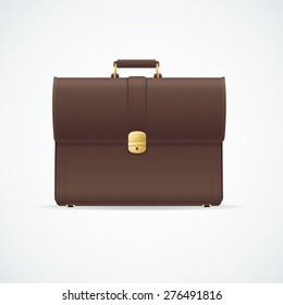 Vector illustration brown briefcase, cuitcase isolated on white background. Marketing and business concept