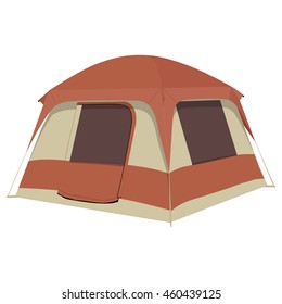 Vector illustration brown camping tent isolated on white background