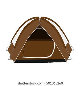 Vector illustration brown camping tent isolated on white background