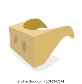 Vector illustration of brown cartoon virtual reality glasses isolated on white background with shadow