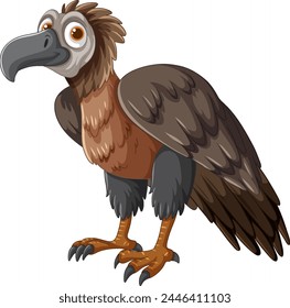 Vector illustration of a brown cartoon vulture