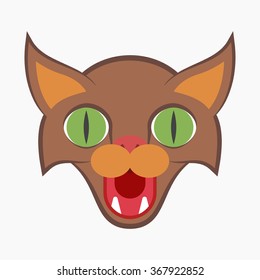 vector Illustration of a brown cat head isolated on white background