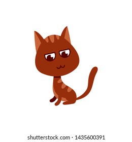 vector illustration of a brown cat on a white background