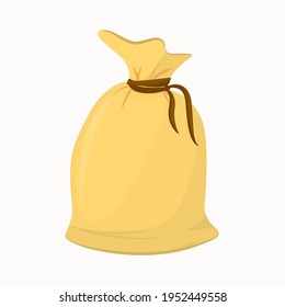 vector illustration of a brown cloth bag isolated on a white background