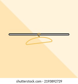 Vector Illustration Of Brown Coat Hanger Icon, And Gray Coat Hanger Rack. Clothes Hanger Isolated On A Beige Background And White Shadow. This Vector Illustration Is For Design Purposes