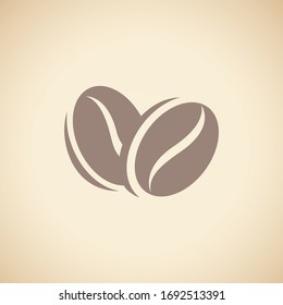 Vector Illustration of Brown Coffee Beans Icon isolated on a Beige Background