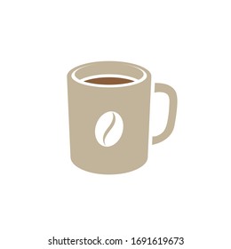 Vector Illustration of Brown Coffee Mug with a Coffee Bean Icon isolated on a White Background