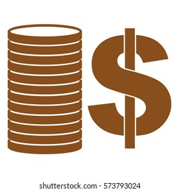 Icono de la ilustración vectorial de monedas marrones
