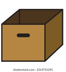 ilustración vectorial de la caja de cartón 3D de color marrón