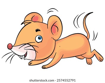 Vector illustration brown colour rat running cartoon