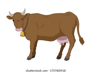 Vector illustration of a brown cow