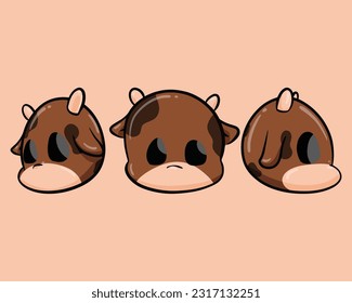 vector illustration of a brown cow's head