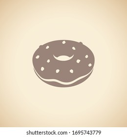 Vector Illustration of Brown Doughnut Icon isolated on a Beige Background
