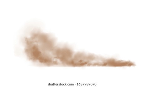 Vector Illustration of brown dust plume cloud on a white background with copy space.