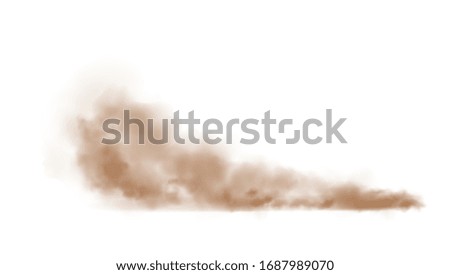 Vector Illustration of brown dust plume cloud on a white background with copy space.