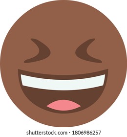 Vector illustration of a brown emoticon, with a happy expression