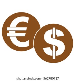 Vector Illustration with Brown Euro & Dollar Icon
