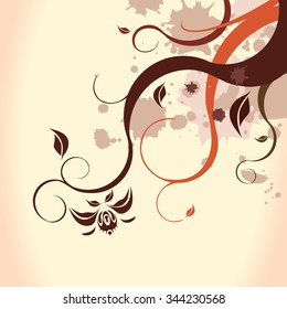 Vector illustration of a brown floral background 