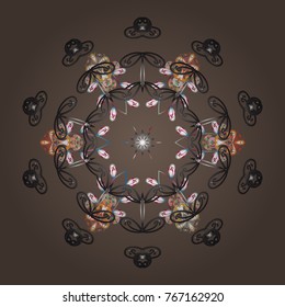 Vector illustration. Brown, gray and white colors. Christmas pattern with snowflakes abstract background. Holiday design for Christmas and New Year fashion prints.