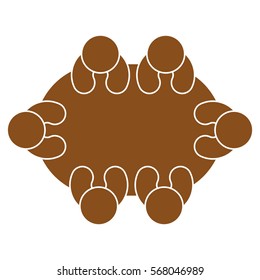 Vector Illustration of Brown Group of Persons in Table Icon
