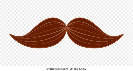 Vector illustration of brown hair mustache on transparent background