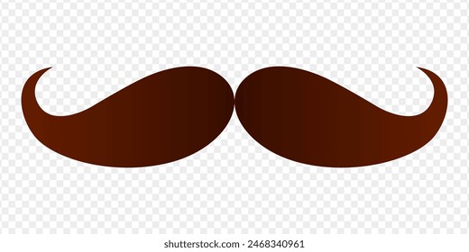 Vector illustration of brown hair mustache on transparent background