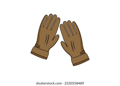 Ilustração vetorial de luvas castanhas para as mãos