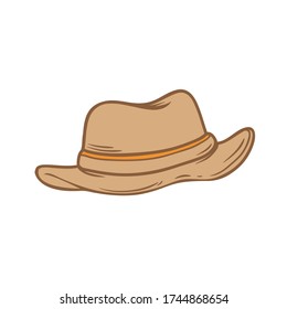 Vector illustration, brown hat. Hat isolated on a white background.
