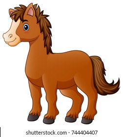 Vector illustration of Brown horse cartoon