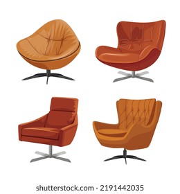 Vector illustration of a brown leather office chair, Swivel chair, revolving chair