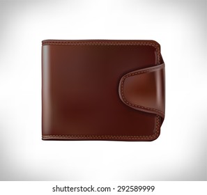 vector illustration. brown leather wallet on a white background