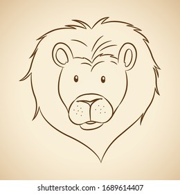 Vektorillustration Illustration of Brown Line Art von Leo Zodiac Sign auf beigem Hintergrund