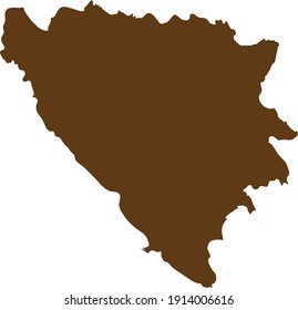 Vektorgrafik der braunen Karte von Bosnien und Herzegowina