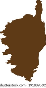 ilustración vectorial del mapa marrón de Córcega