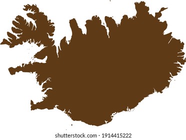 vector illustration of Brown map of Iceland