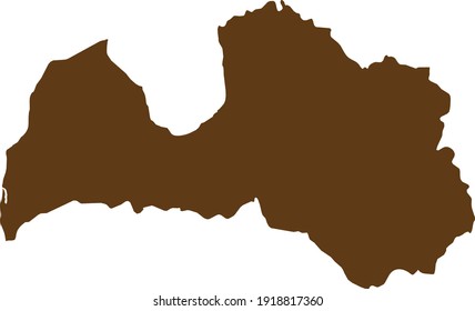 ilustración vectorial del mapa marrón de Letonia