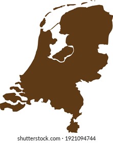 vector illustration of Brown map of Netherlands