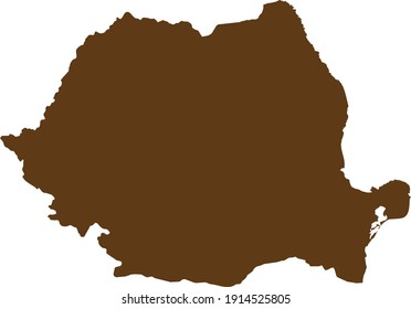 vector illustration of Brown map of Romania