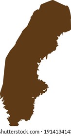 vector illustration of Brown map of Sweden