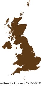 vector illustration of Brown map of United Kingdom