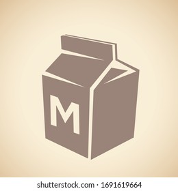 Vector Illustration of Brown Milk Icon isolated on a Beige Background