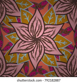 Vector illustration. Brown, neutral and yellow colors. Colored mandalas element.