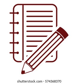 Ilustración vectorial del icono del Bloc de notas marrón y del lápiz
