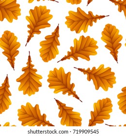 Vector illustration of Brown oak leaves isolated on white background